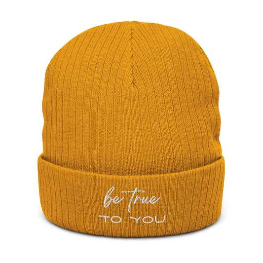 Be True To You Embroidered Ribbed knit beanie