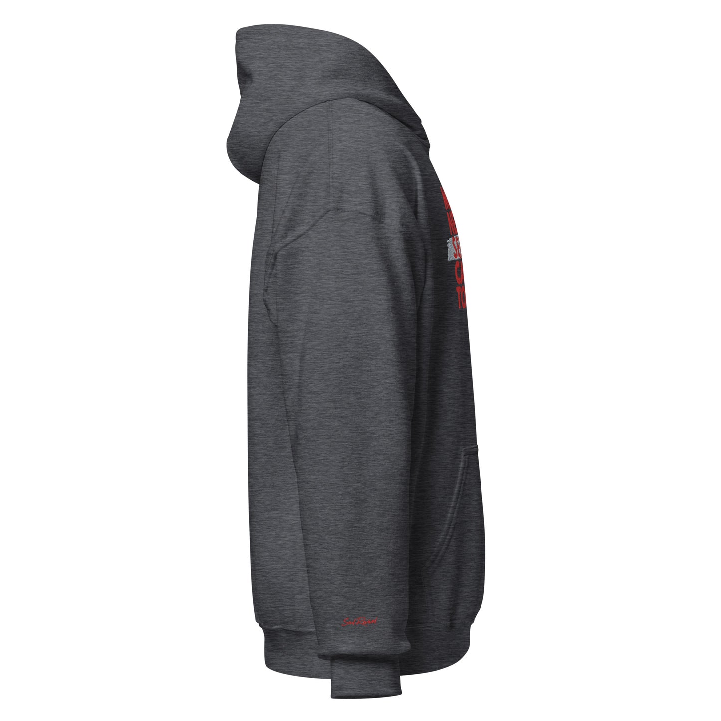 Embroidered Men Need Self Care Too Hoodie (Red & Gray)