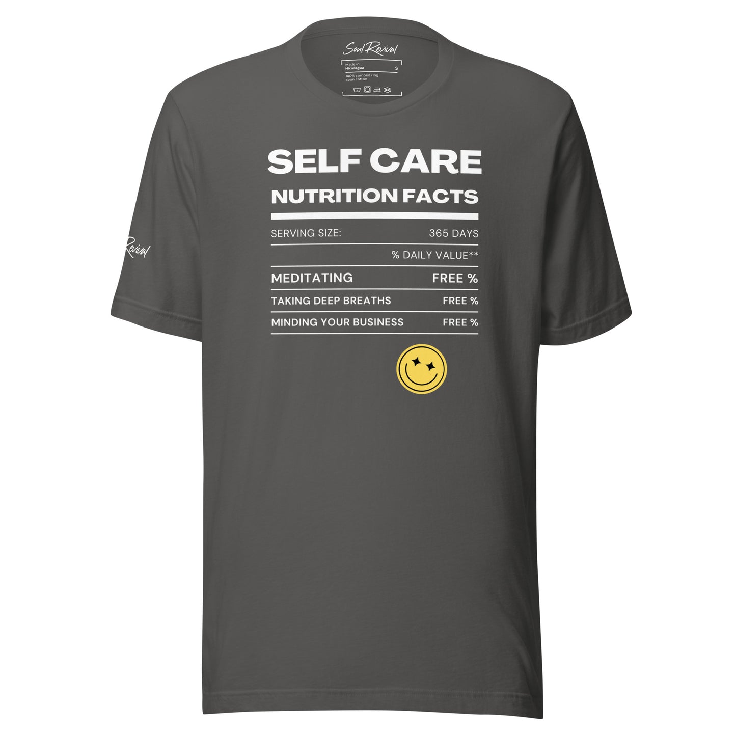 Self Care Nutrition Facts Tee (White Font)