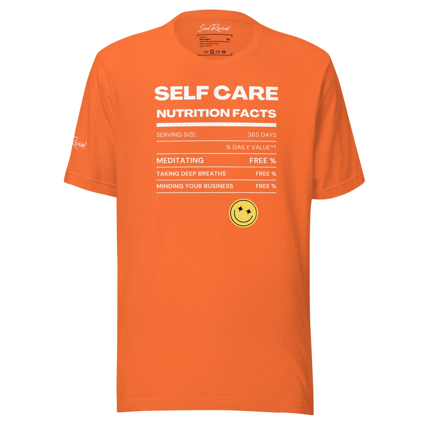 Self Care Nutrition Facts Tee (White Font)