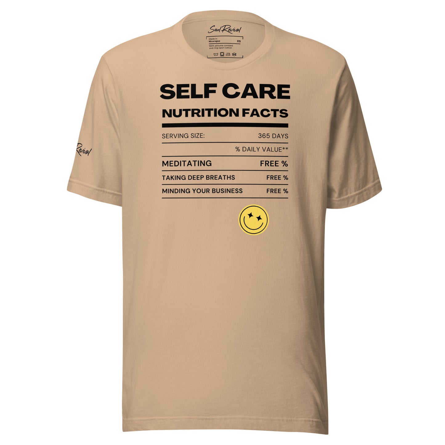 Self Care Nutrition Facts Tee (Black Font)