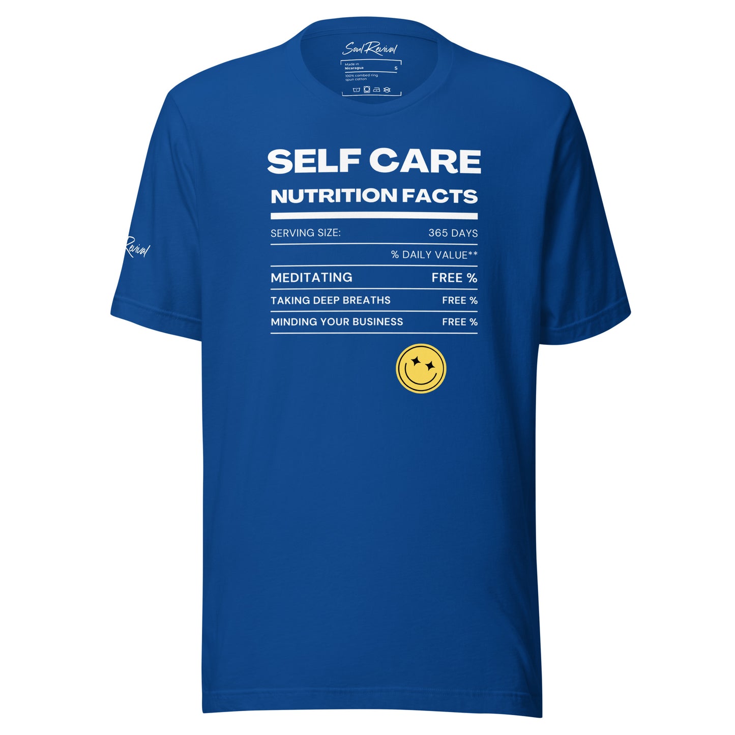 Self Care Nutrition Facts Tee (White Font)