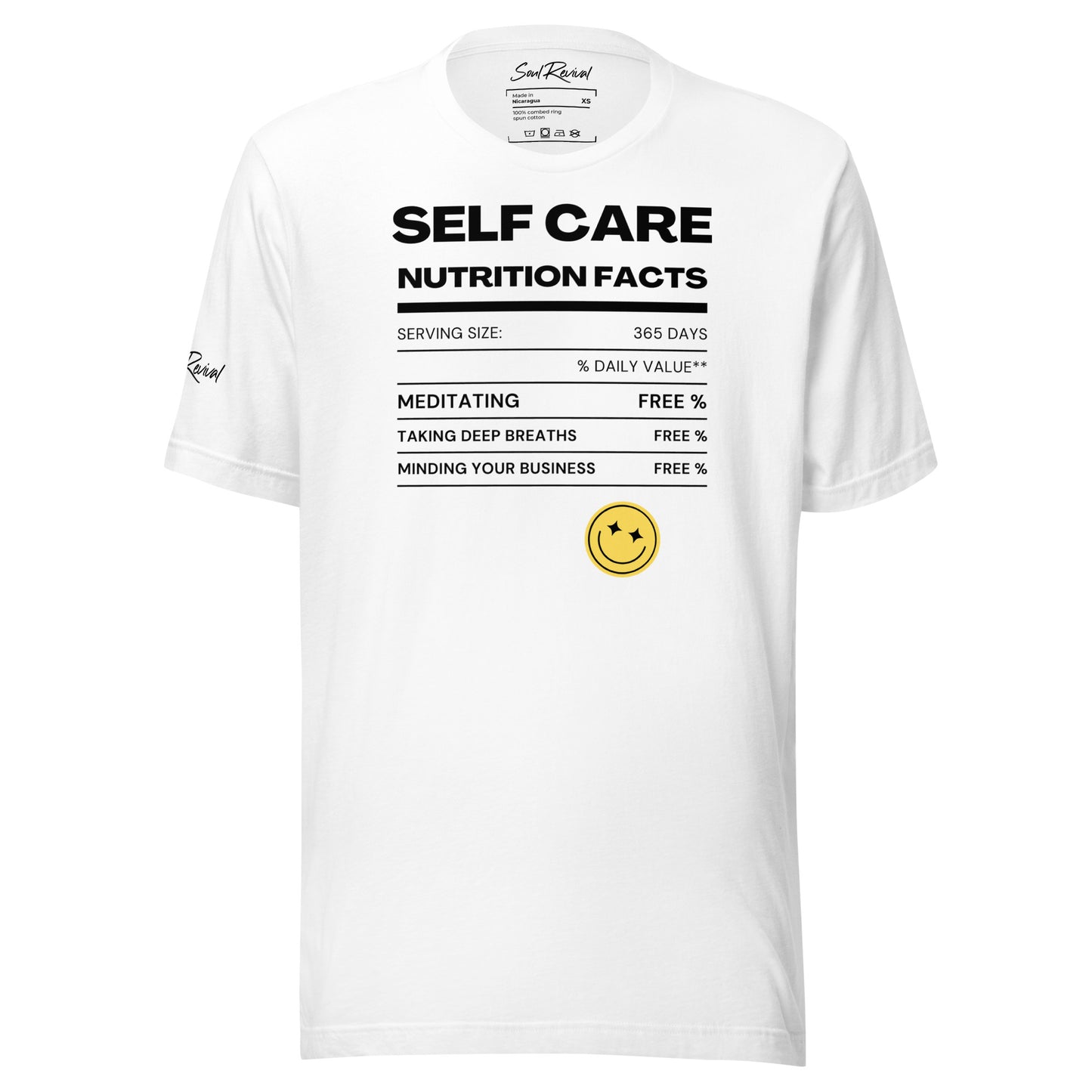 Self Care Nutrition Facts Tee (Black Font)